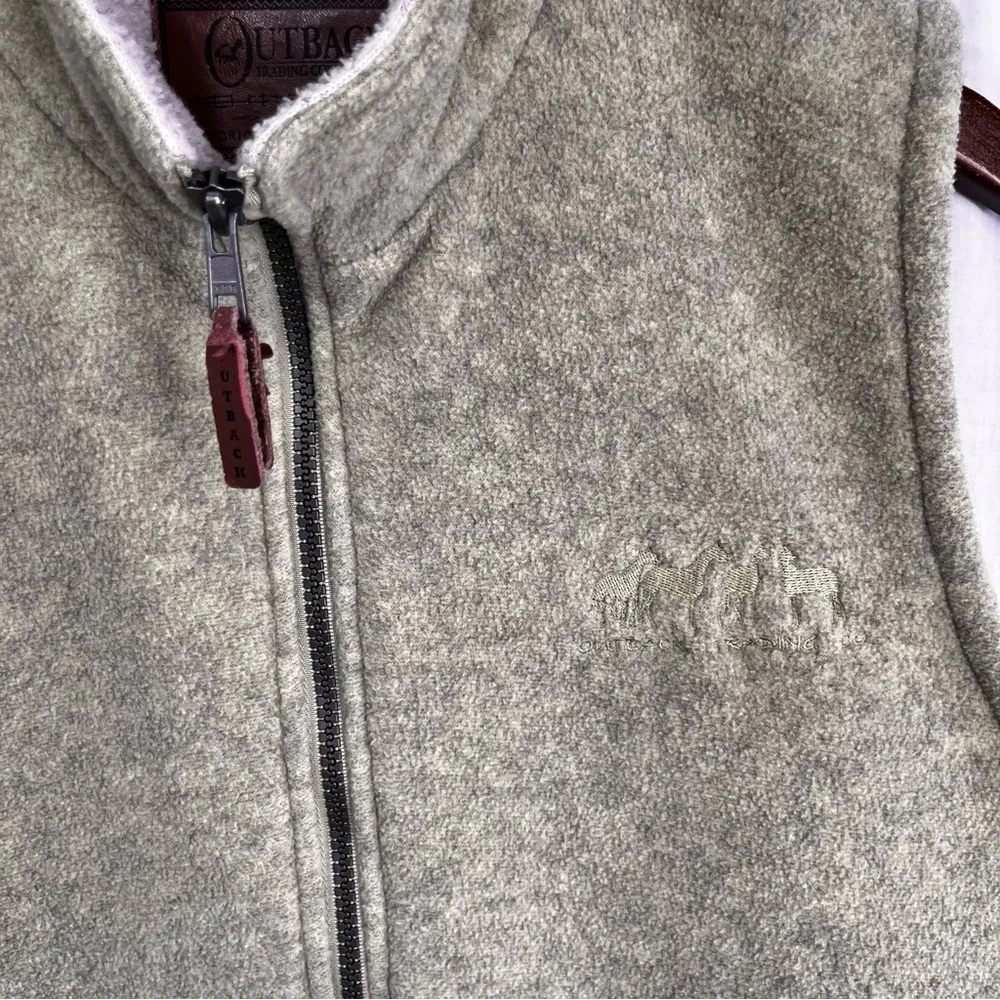 Outback Trading Summit Vest Mens Medium Heathered Green Fleece Full Zip Western